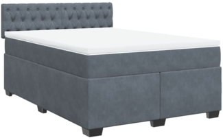 vidaXL Boxspringbett mit Matratze Dunkelgrau 160x200 cm Samt 3286361