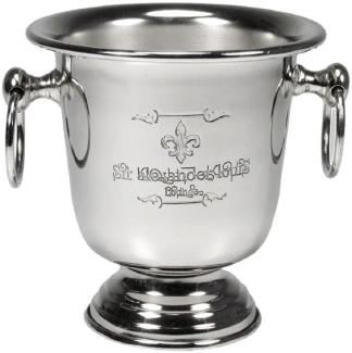 Casa Padrino Champagnerkühler Silber Ø 14,5 x H. 17 cm - Runder Weinkühler mit Tragegriffen - Hotel Accessoires - Restaurant Accessoires - Gastronomie Accessoires