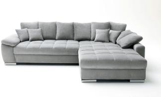 NovaVia 'Floody' Ecksofa, Wohnlandschaft, Stoff grau, mit Kissen, ca. 323x222 cm