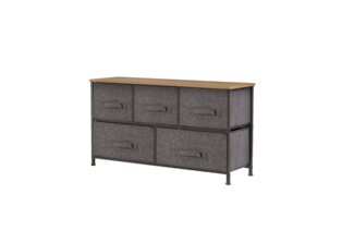 Mondeer Kommode Schubladenschrank, mit 5 Schubladen, mit Metallrahmen und Schubladen aus Vliesstoff