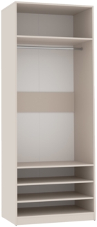 Marmex Möbel TRES 03C offener Schlafzimmerschrank mit Kleiderstange und Einlegeböden, Garderobenschrank ohne Türen, laminierte Spanplatte, graubeige cashmere, 80x206x51 cm