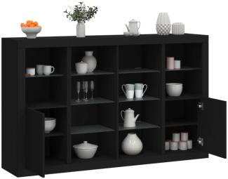 vidaXL Sideboards mit LED-Leuchten 3 Stk. Schwarz Holzwerkstoff 3209136