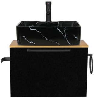 Puluomis Badezimmer-Set Waschbeckenunterschrank 60cm mit Waschbecken, (mit Handtuchring, Klopapierhalter)