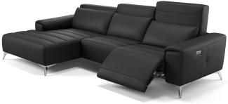 Sofanella Eckcouch BELLA Leder Wohnlandschaft Sofa in Schwarz M: 284 x 163 Breite x 100 Tiefe