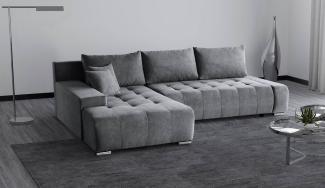 Beautysofa Ecksofa Draco L, Grau, Dunkelgrau, inkl. Wellenfedern Ecke mit Einfügung, mit Schlaffunktion