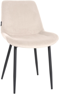 DELUKE® Esszimmerstuhl WIKIL Samt - 80x51x60cm, creme, Samt Metall matt schwarz Gestell Stühle Esszimmerstühle Stuhl Esszimmer Esstisch Stühle Küchenstuhl