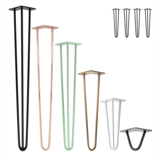 Natural Goods Berlin Tischbein 4er Set HAIRPIN Legs, Haarnadelbeine, Möbelfüße, Hocker / Bank, Antik Gold
