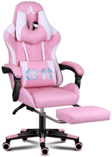 ALFORDSON Gaming-Stuhl Bürostuhl, Integrierte Fußstütze, mit Lendenwirbelkissen, 150° Neigungsverstellung, PU-Ledersitz mit hoher Rückenlehne