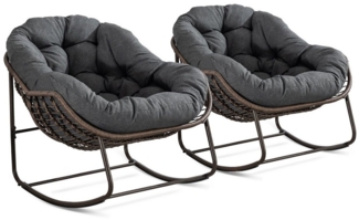 LVHOM Schaukelstuhl mit gepolstertem Kissen, Rattanstuhl mit Stahlrahmen, Lounge Sessel (Großformat B110.5cm x T94.5cm x H80cm,Dicke Kissen,160kg Tragfähigkeit, MEHRE FARBEN MEHRE OPTIONEN! Schaukelsessel umhüllendem Sitzgefühl & hoher Armlehne, 2 St),...