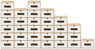 BigDean 30x Schuhaufbewahrung BRAUN/Weiss mit Sichtfenster Aufbewahrungsbox Stapelbar Storage Box Schuhbox Schuhkarton Schuhschachtel Allzweckbox Schublade Pappe aus Kraftpapier
