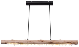 LED Hängeleuchte, Holz-Natur, Kristalle, L 100 cm