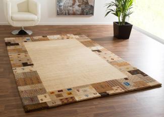 Gabbeh Teppich Sahneh - Bordüre, Farbe: Beige Braun, Größe: 200x300 cm