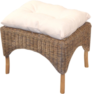 Rattanhocker, handgeflochten, mit Kissenauflage, braun wash
