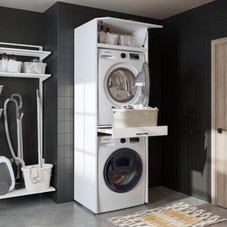 Roomart Waschmaschinenumbauschrank (Waschmaschinenschrank für Trockner und Waschmaschine Überbauschrank)