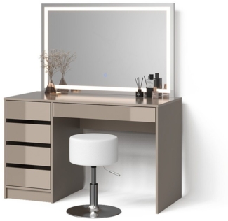Livinity® Schminktisch Imola, Greige, mit LED-Spiegel und Hocker