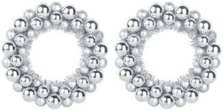 vidaXL Weihnachtsballkränze 2 pcs Silber 33 x 33 x 7 cm Polystyrol 42019682