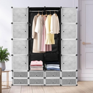 Clanmacy Kleiderschrank Kleiderschrank DIY Garderobe Kreativität Schrank Stapelbar Regalsystem