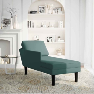 vidaXL Chaiselongue mit Kissen und Rechter Armlehne Dunkelgrün Samt 4009809