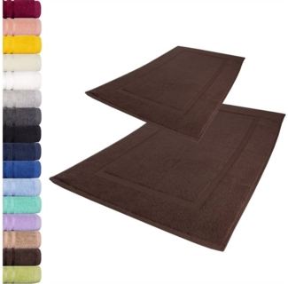 Lavea Badematte Elena, Höhe 3 mm, 2 Stück, Höhe 3 mm, 50x80cm, strapazierfähiger Badvorleger, beidseitig nutzbar, Baumwolle, rechteckig, pflegeleichte & saugstarker Duschvorleger, Fußbodenheizungen geeignet
