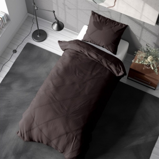 Visaggio Bettwäsche Baumwolle Uni Bettbezug Set Einfarbig 135x200, 155x220, Renforcé, 2 teilig, 100% Baumwolle mit Reißverschluss, moderne Bettbezug Set