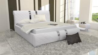 Polsterbett Bett Doppelbett LOGAN Kunstleder Weiss 140x200 cm