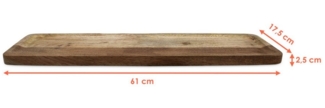 Spetebo Tablett XXL Mango Servierplatte lebensmittelecht - 61 x 17 cm, Mangoholz, (Anzahl, 1-tlg, Stück), mit Anti-Rutsch-Pads