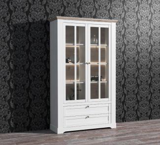 Vitrine >Indianapolis< in Schneeeiche - 125,3x209,8x44,3cm (BxHxT)