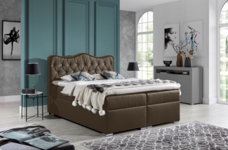 99rooms Figaro Boxspringbett Kunstleder MADRYT Dunkelbraun 180x200 cm