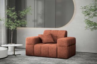 Sessel Designersessel NANCY in Stoff Perfekt Harmony Rostbraun