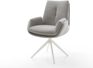 Drehstuhl Clea-Flex Strukturstoff Soft Grau Kreuzgestell breit Weiß 360° drehbar Wippfunktion