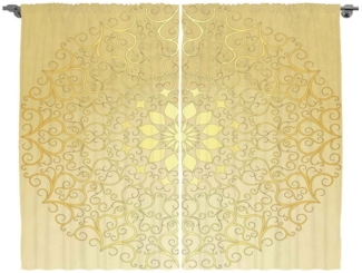 Abakuhaus Gardine Schlafzimmer Kräuselband Vorhang mit Schlaufen und Haken, Mandala Antique Herz