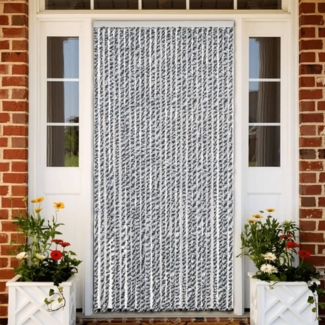 vidaXL Fliegenvorhang Grau, Schwarz und Weiß 118x220 cm Chenille 4004882