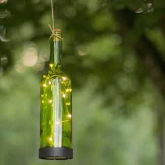 Star Trading Solar Dekoration Bottle, Flasche, Lichterkette, Grün, LED, Dämmerungssensor, Warmweiß, Außenbereich, 31 cm