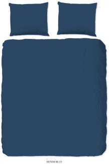 good morning Renforcé Bettwäsche 3 teilig Bettbezug 200 x 220 cm Kopfkissenbezug 60 x 70 cm Uni duvet cover 0270. 24. 02 Denim