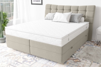 99rooms Santorini Boxspringbett Strukturstoff INARI Beige 160x200 cm Bonell-Federung