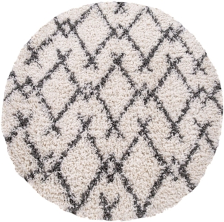 Paco Home Hochflor-Teppich Kalmar 451, rund, Höhe: 44 mm, Shaggy, Scandi Design, modernes Rauten Muster, weich & kuschelig