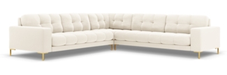 Micadoni Symmetrisches Ecksofa Mamaia 6-Sitzer Samtstoff Helles Beige Metall Gold