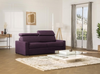 Vente-unique - Schlafsofa 3-Sitzer - Liegefläche: 140 cm - Matratzenhöhe: 22 cm mit Memory Schaum - Stoff - Violett - VIZIR