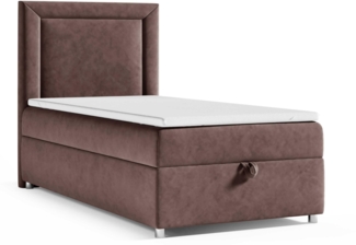 Best for Home Boxspringbett K3 SINGLE mit Bettkasten mit Lieferung, Aufbau & Entsorgung (Braun 70x200)