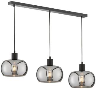 FISCHER & HONSEL LED Pendelleuchte, Dimmfunktion, LED wechselbar, Warmweiß, Esstisch-Lampe mehrflammig Glas-Kugeln hängend Rauchglas, 110cm lang