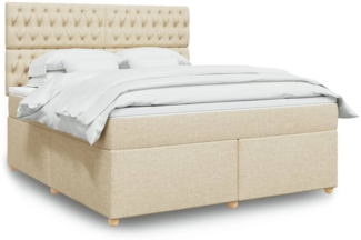 vidaXL Boxspringbett mit Matratze Creme 180x200 cm Stoff 3291371