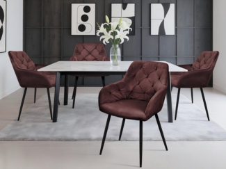 HOMELUX Polsterstuhl Esszimmer Stühle 4er Set, Esszimmerstuhl Küchenstuhl mit Metallbeine (4 St), Sessel, Samt, Polsterstuhl mit Armlehnen