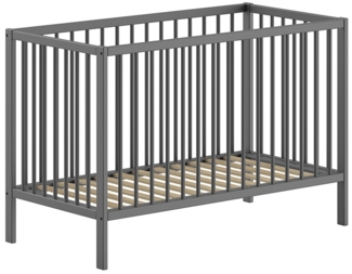 Babybett >Dino< in Buche Anthrazit, Massivholz - 124,4 x 84,4 x 65,4 cm (BxHxT)