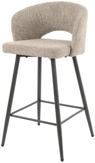 Barhocker 2er-Set Boucle mit Armlehne, modern, Sand, gepolstert, mit Fußstütze, Metallgestell