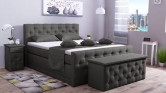 Meisterbetten Boxspringbett Babo 160x220 in WT-Anthracite, Matratzenbezug Nano, Komfortschaum-Topper, mit Fussteil