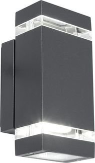 Lutec Außenwandleuchte Focus eckig 2-flammig anthrazit IP44