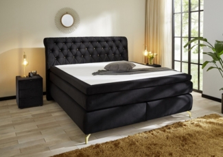 Boxspringbett Saragossa Max / Sancara Max , Polyester, Stoff , Schwarz , 192 x 128 x 230 cm