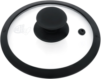 Glasdeckel mit Silikonrand, Ø 16 cm, Schwarz