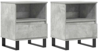 2er-Set Nachttische, Nachtschränke Betongrau 40x35x50 cm Holzwerkstoff