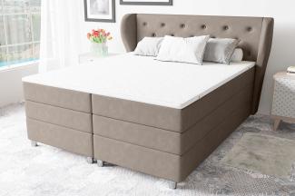 99rooms Helios Boxspringbett 140x200 cm Velours SORO Beige Bonell-Federung